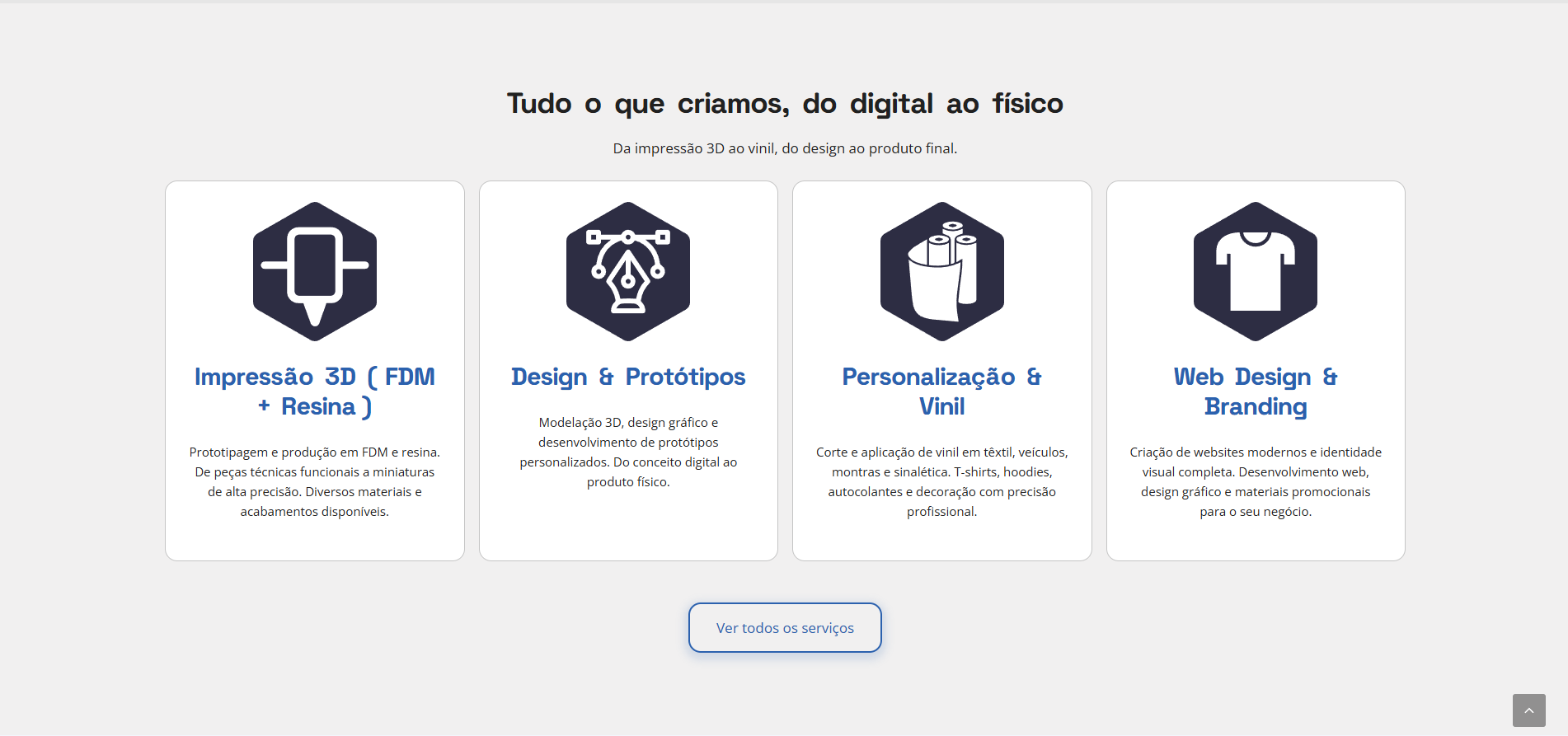 Página de serviços da 3Dmania