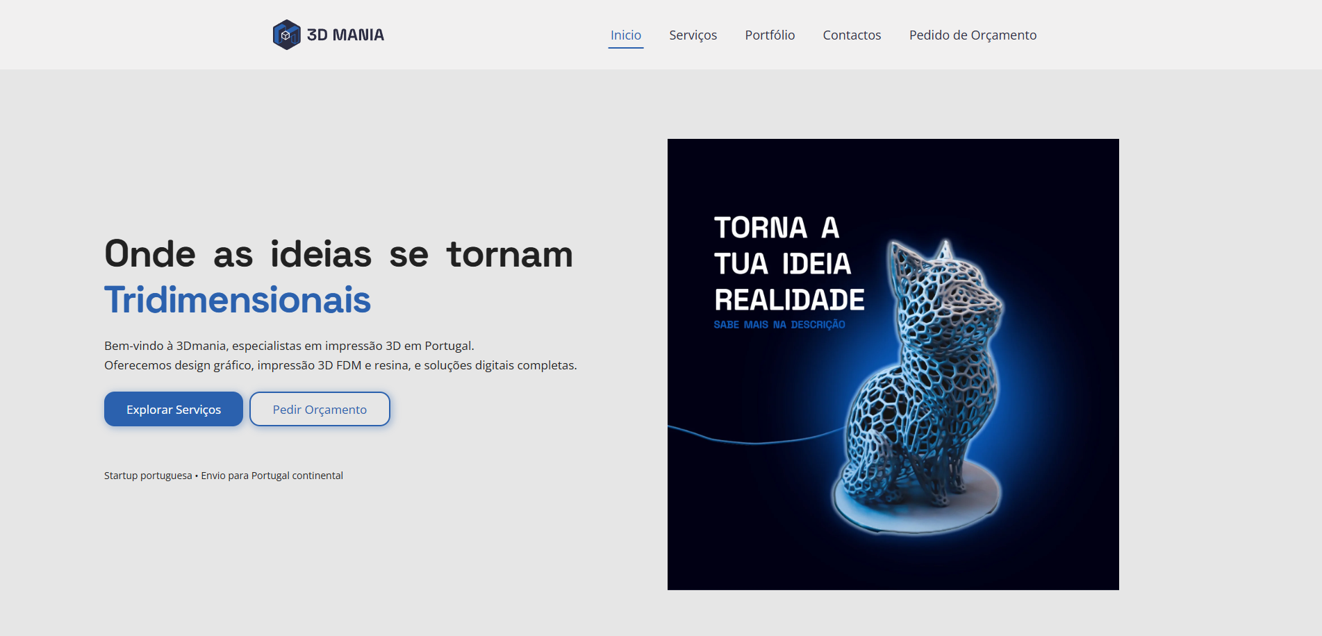 Homepage do website 3Dmania